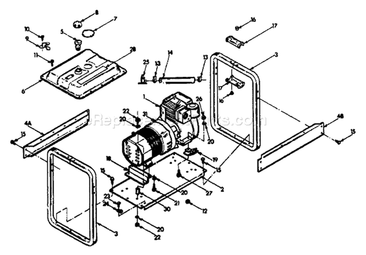 Page B Diagram and Parts List for 8911-4 L4001 Briggs and Stratton Generator